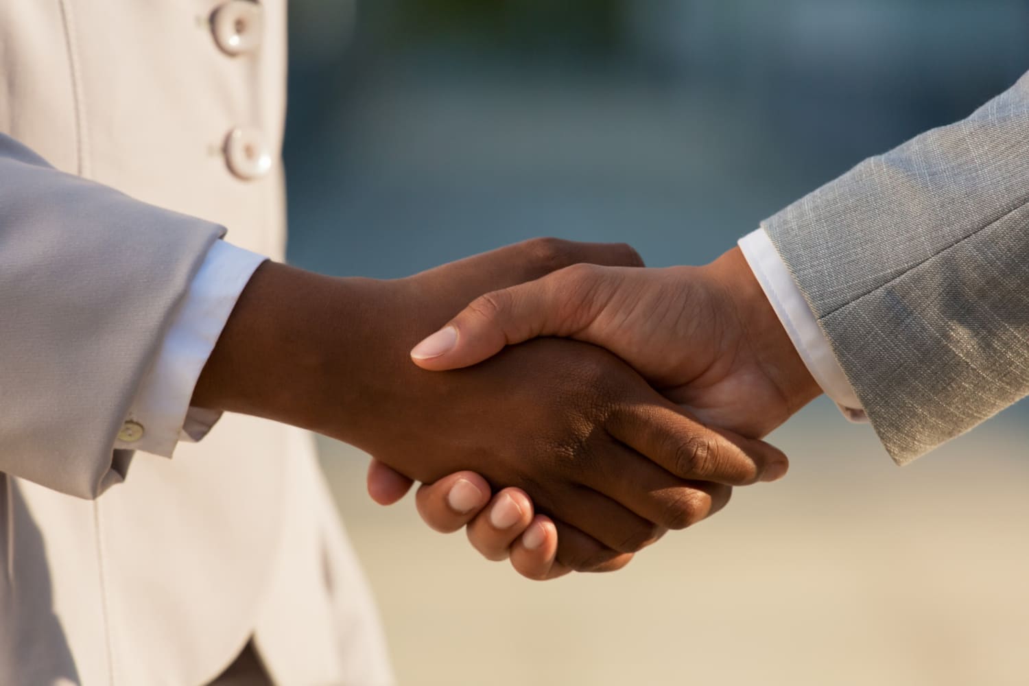 Two professionals beginning a business conversation